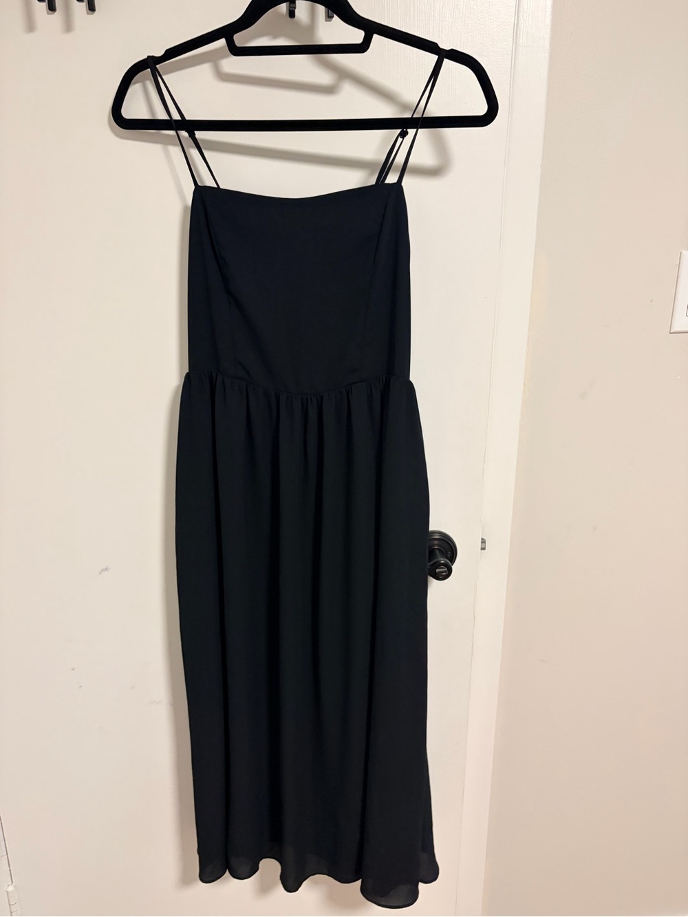 Babaton Black Spaghetti-Strap Midi Dress